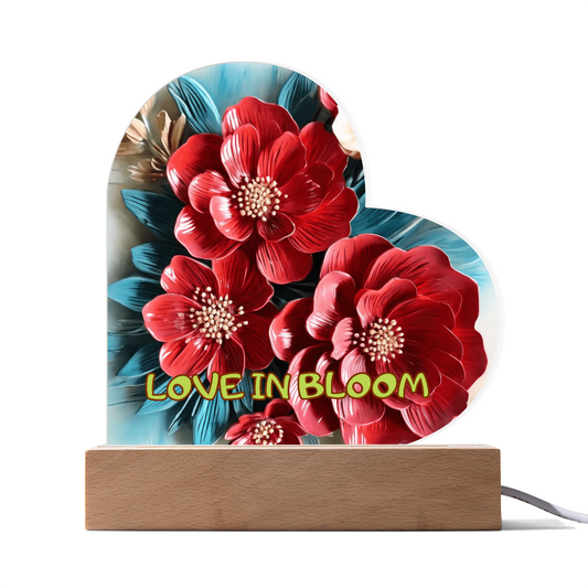 A gift for my soulmate - Love in Bloom - Acrylic Heart Plaque