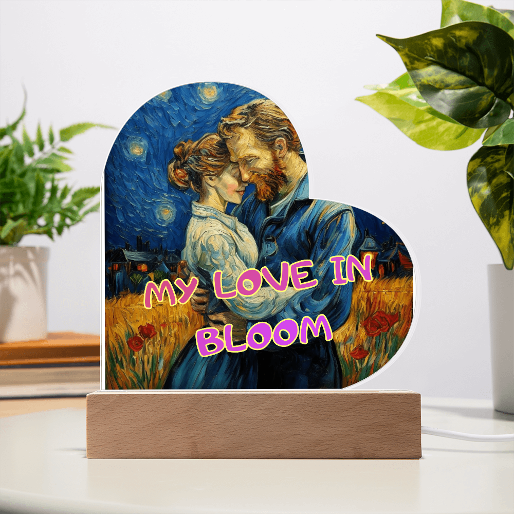 To My Wife - My Love in Bloom - Acrylic Heart Plaque