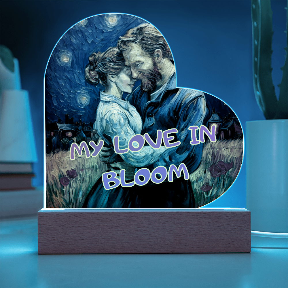 To My Wife - My Love in Bloom - Acrylic Heart Plaque