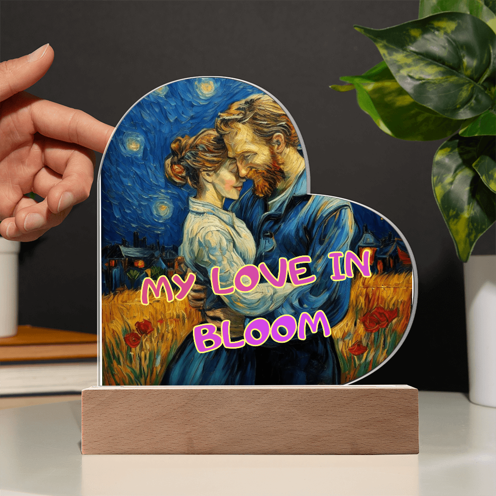 To My Wife - My Love in Bloom - Acrylic Heart Plaque