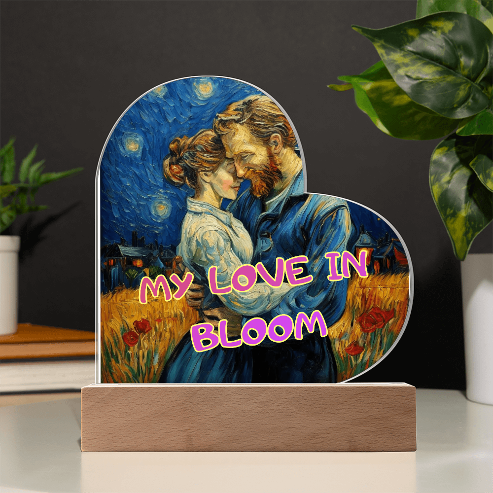 To My Wife - My Love in Bloom - Acrylic Heart Plaque