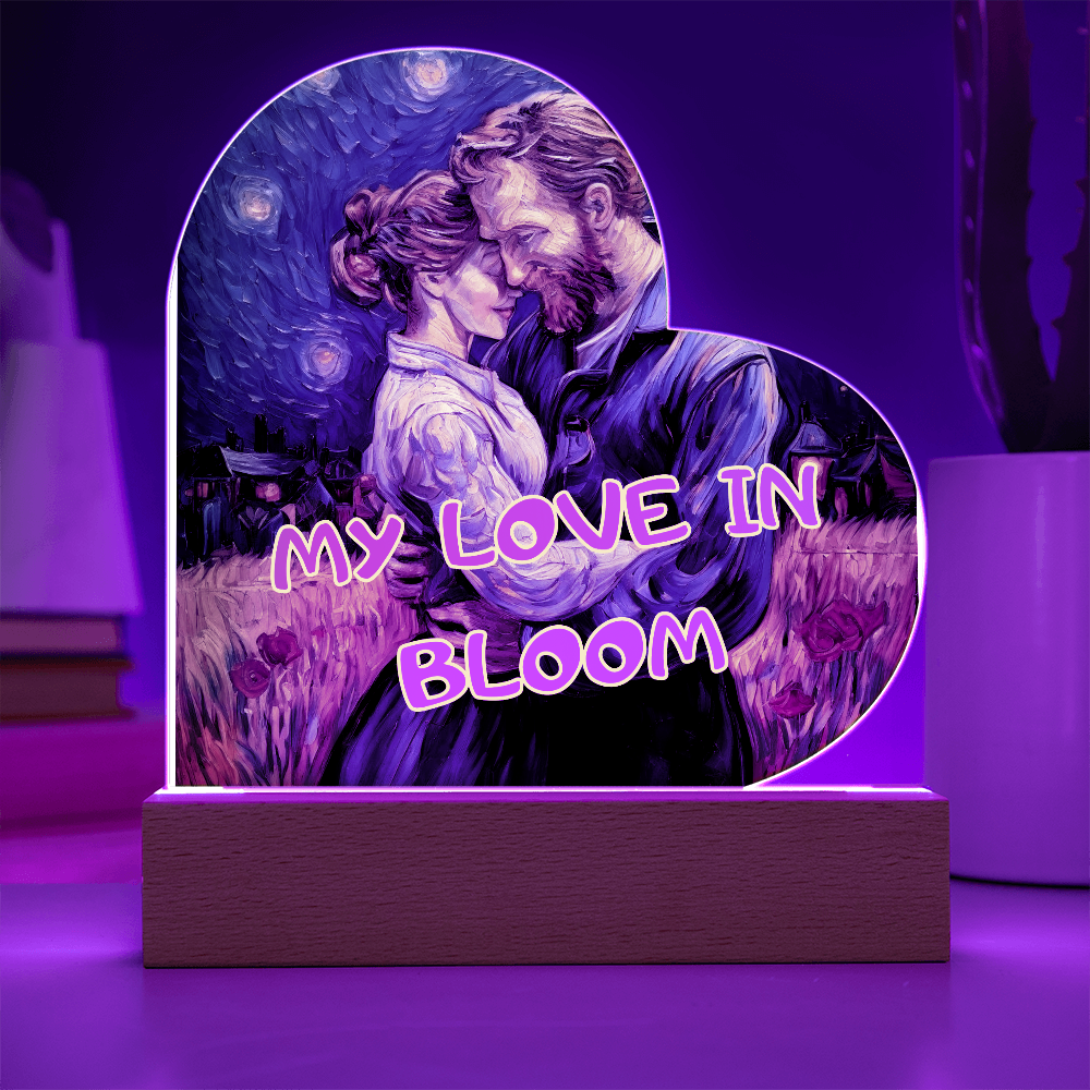 To My Wife - My Love in Bloom - Acrylic Heart Plaque