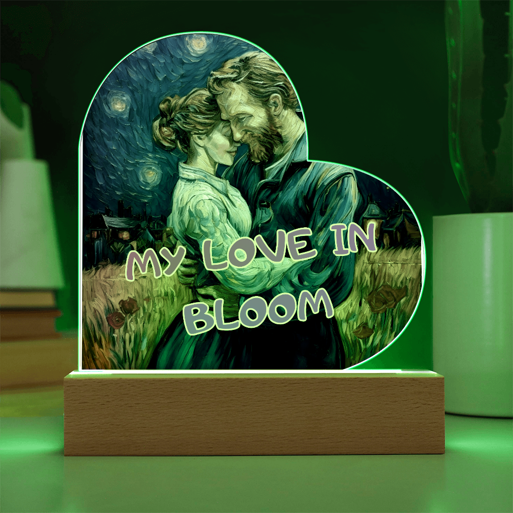 To My Wife - My Love in Bloom - Acrylic Heart Plaque