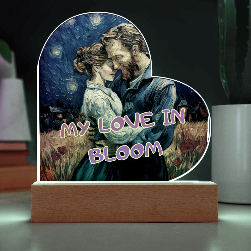 To My Wife - My Love in Bloom - Acrylic Heart Plaque