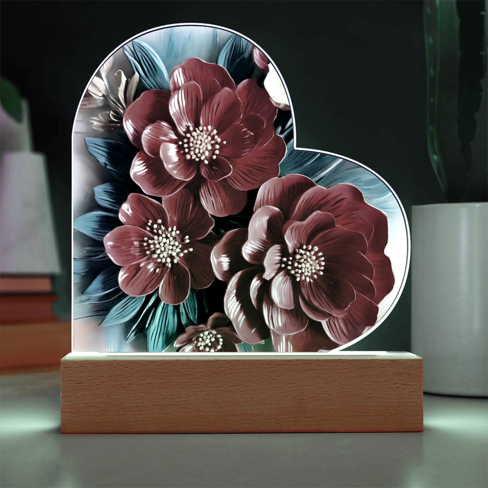 A gift for my soulmate - In Bloom - Acrylic Heart Plaque