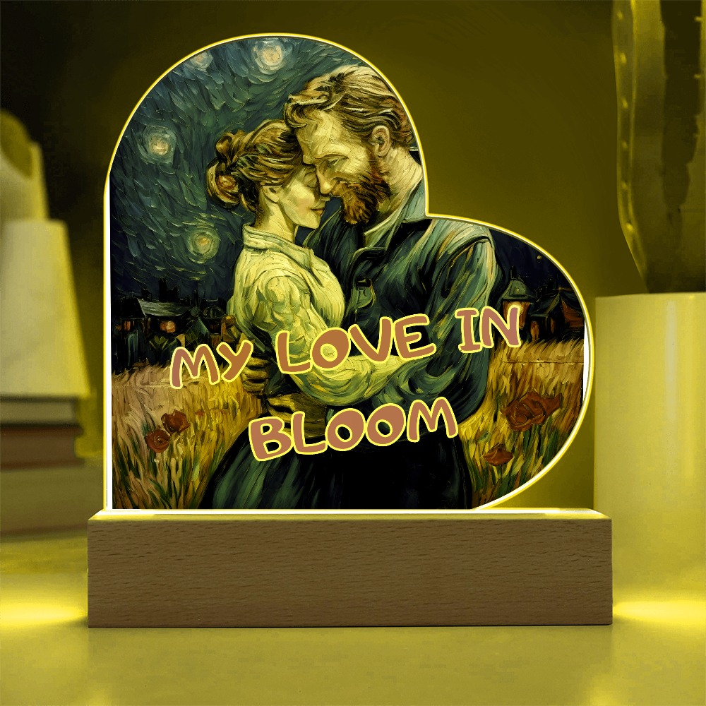 To My Wife - My Love in Bloom - Acrylic Heart Plaque