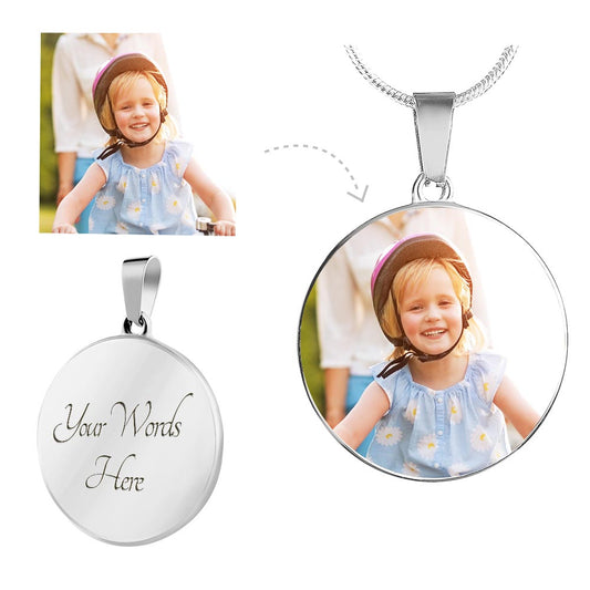 Your Upload Circle Necklace with Engraving