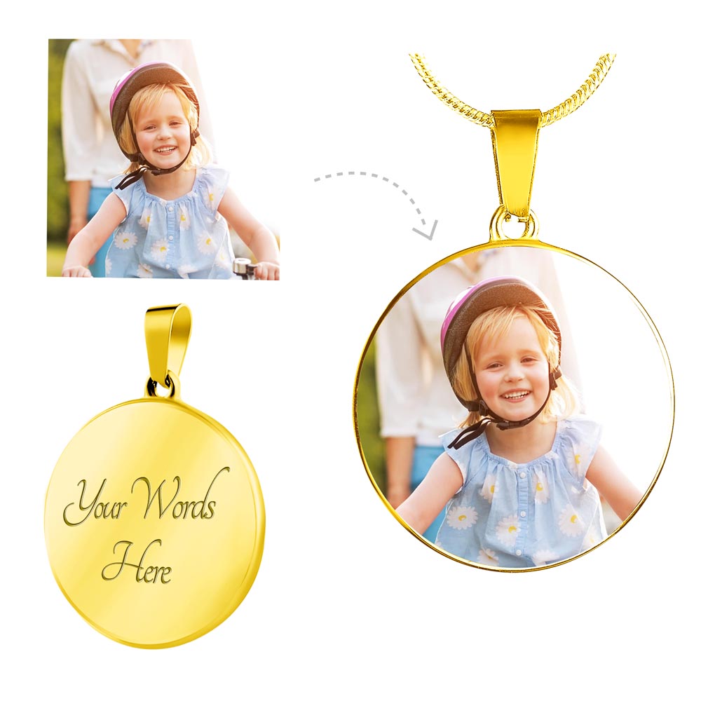 Your Upload Circle Necklace with Engraving