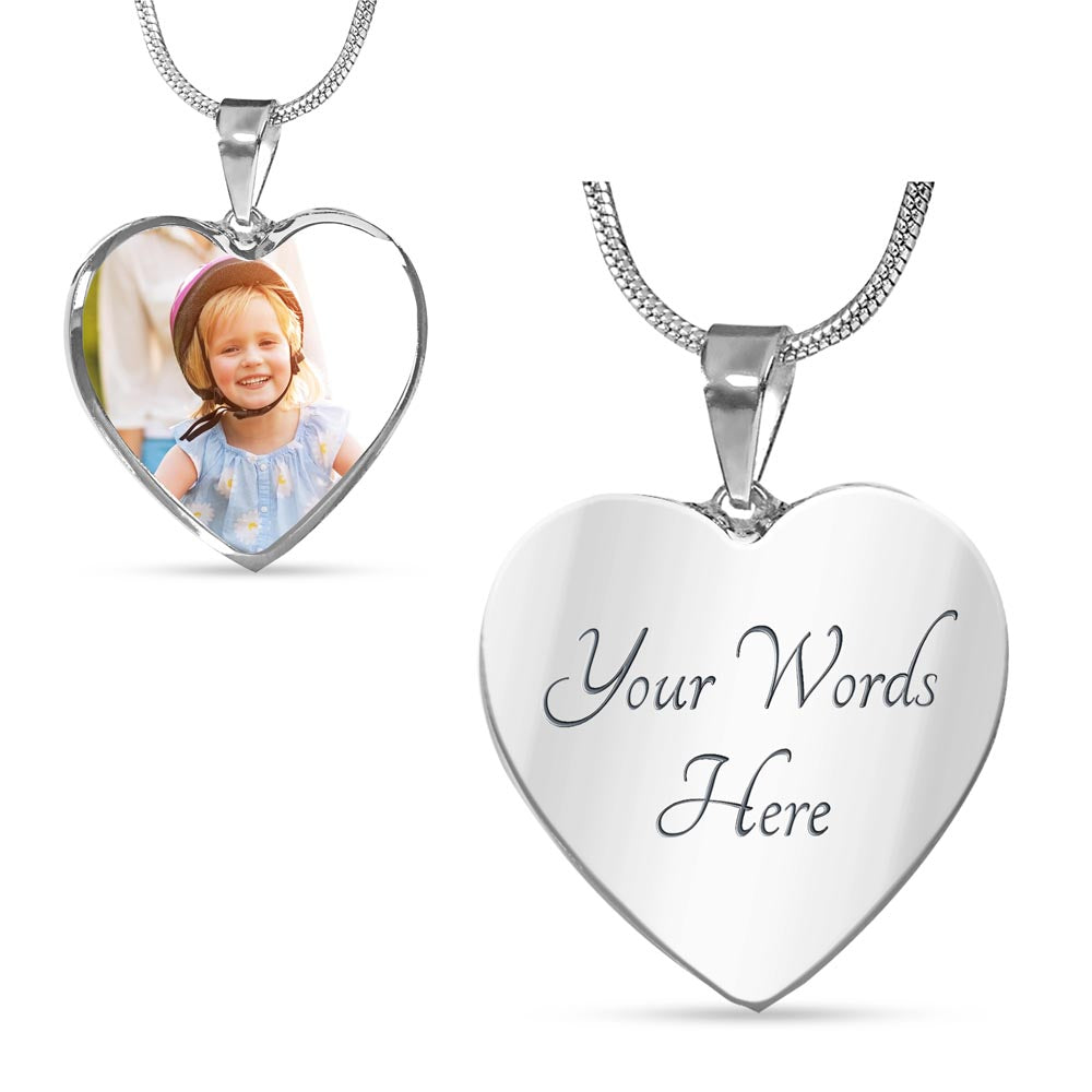 Your Upload Heart Necklace with Engraving